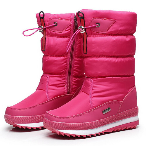Damen-Winterstiefel, einfarbig, dicke Sohle 1
