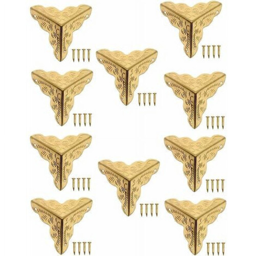 Angoli per mobili in ottone color oro antico, set da 10 pezzi 1