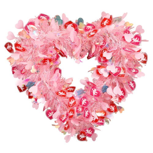 Hjerteformet krans farverig Valentinsdagsdekoration 1