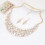 Conjunto feminino de colar e brincos com pingente espiral de strass 3