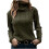 Women's Olive Green Cable Knit Turtleneck Sweater, Long 1