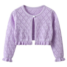 Girls' Lightweight Breathable Cardigan Long Sleeve Solid