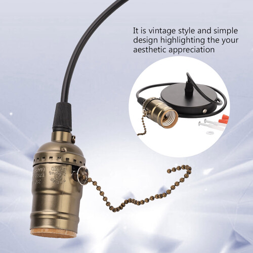 E27 Ceiling Lamp Holder Bronze Retro Pendant Base with 2