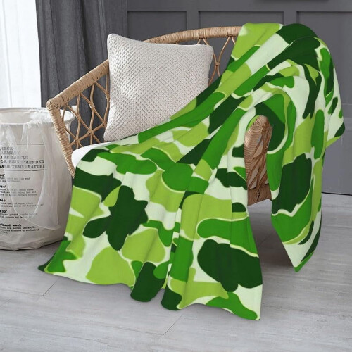 Manta de flanela camuflada verde, 76 x 102 cm (30 x 40 polegadas) 1