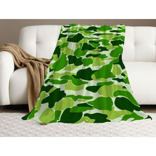 Manta de flanela camuflada verde, 76 x 102 cm (30 x 40 polegadas) 2
