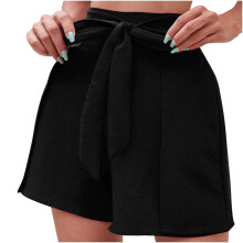 Women's high waist wide leg shorts with belt