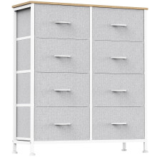 Fabric Dresser with 8 Drawers Light Gray
