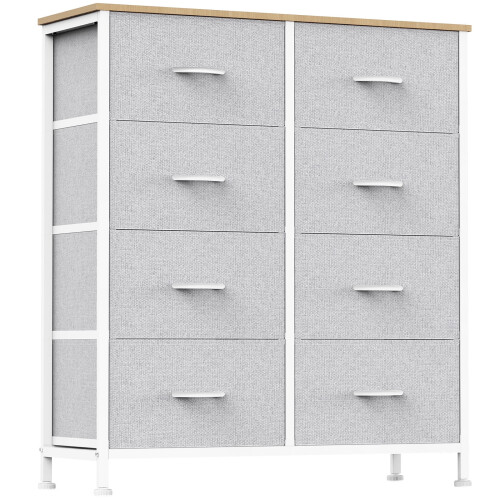 Fabric Dresser with 8 Drawers Light Gray