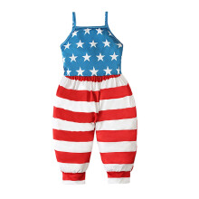 Toddler girl summer romper sleeveless USA flag print