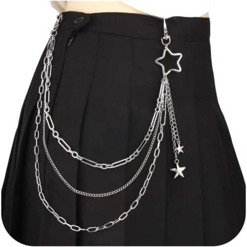 Y2K Star Pants Chain Silver Unisex Accessory 1pc