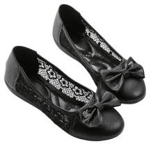 Ademende kanten ballerina's voor dames met antislipzool en strikdetail.