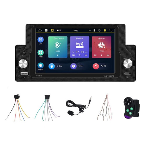 Rádio de Carro de 5,9 Polegadas 1Din Carplay Android Auto Multimedia Player Rádio de Carro Universal  FM USB SWC EQ Mirror Link