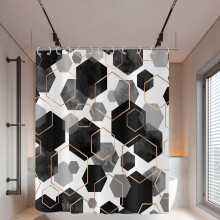 Cortina de ducha negra con lazo, impermeable, moderna, 72x72 pulgadas