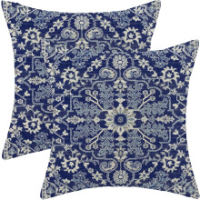 Μαξιλαροθήκες Boho σε μπλε και λευκό χρώμα, σετ 2 τεμαχίων, 18x18 ιντσών