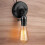 Vintage E27 wall lamp holder with switch, black, 220V 7
