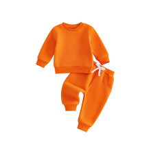 (0-6 Months, Orange) Toddler Baby Winter Fleece Lined Outfit Long Sleeve Sweatshirt and Pants