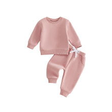(12-18 Months, Pink) Toddler Baby Winter Fleece Lined Outfit Long Sleeve Sweatshirt and Pants