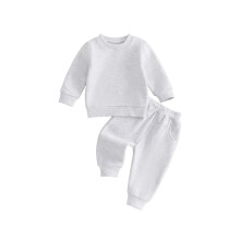 (18-24 Months, Light Grey) Toddler Baby Winter Fleece Lined Outfit Long Sleeve Sweatshirt and Pants