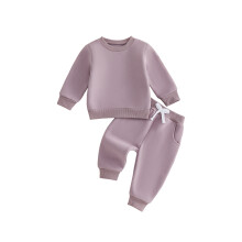 (6-12 Months, Purple) Toddler Baby Winter Fleece Lined Outfit Long Sleeve Sweatshirt and Pants
