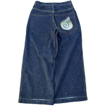 Jean baggy bleu ciel pour homme, taille haute, jambes larges, style rétro