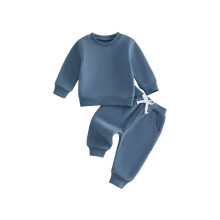 (12-18 Months, Blue) Toddler Baby Winter Fleece Lined Outfit Long Sleeve Sweatshirt and Pants