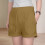 Mädchen-Leinenshorts, lässig, elastischer Bund, Taschen, Kaffee 6