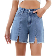 Dameshorts med høy midje og lommer