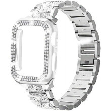 Cinturino per Apple Watch in acciaio inossidabile con strass, 45 mm