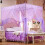 Purple mosquito net bed canopy with four corners 2