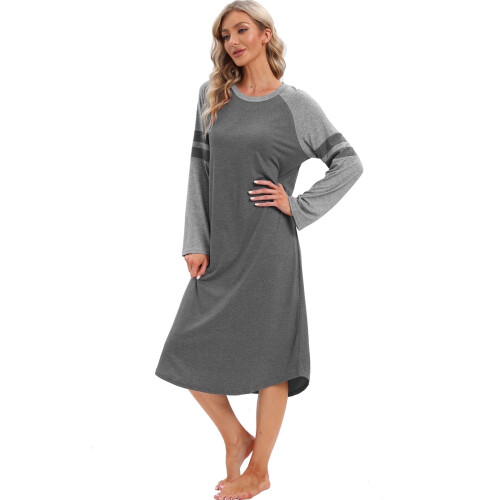 Camicia da notte da donna con maniche raglan e scollo rotondo, ultra morbida