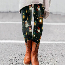 Leggings femininas florais em poliéster e elastano, até o tornozelo.
