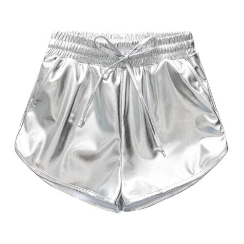 Baozhu Mädchen-Shorts mit Metallic-Glanz und elastischem Bund