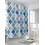 Cortina de chuveiro geométrica em tons de azul e cinza com aparência de linho, 152 x 183 cm (60 x 72 polegadas). 3
