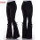 Calça jeans feminina flare com cintura elástica e modelagem ampla, estilo bootcut. 1
