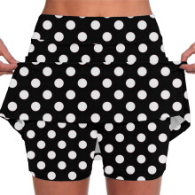 Gonna-pantaloncino da yoga da donna a vita alta elasticizzata, nera