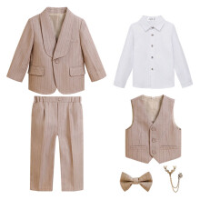 Ensemble costume rayé kaki pour garçon, 8-9 ans