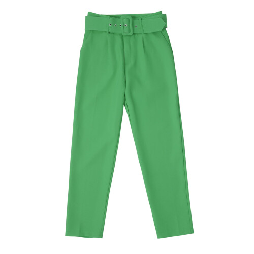 Pantaloni da donna a vita alta e gamba dritta in cotone e lino 1