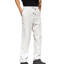 Beige casual herenbroek met rechte pijpen en elastische tailleband