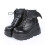 Women's Black Goth Ankle Boots with Bat Wing Buckles 1 Pair 6