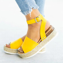 Sandales compensées à plateforme en toile jaune pour femme, pointure 9