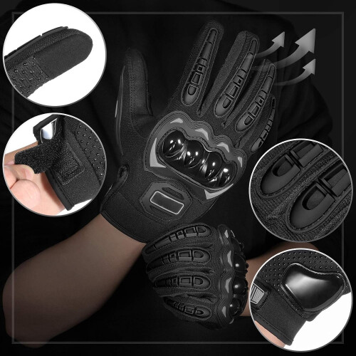 Motorcykelhandsker Fuldfinger Touchscreen Sort L 1