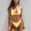 Damen-Bikini-Set, einfarbig gelb, gepolstert, Push-up-Effekt 1