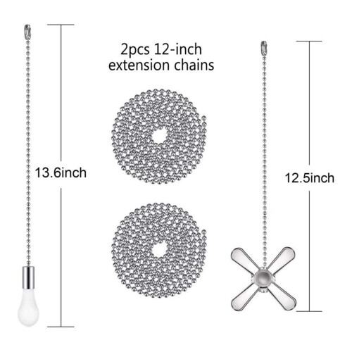 Ceiling Fan Pull Chain Beaded Ball Extension Silver 1 Pc 2