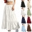 Saia maxi feminina de verão, lisa, com cintura elástica e 1