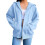 Giacca da donna leggera con cappuccio e zip intera, azzurra, taglia S 1