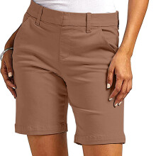 Bermudashorts för kvinnor i twill, enfärgat, brunt, M