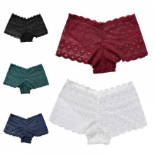 Dames boxershort met middelhoge taille en kant, effen kleur.