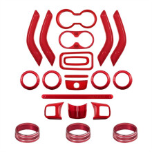 21 Peças de Capa de Decoração para Interior de Carro para JK 2007-2017 Kit de Acabamento Interno Vermelho