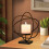 Iron Candlestick Ornament Ceramic Flower Black Gold 5