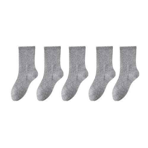 Mikilon kids sports socks solid color mid-calf 3-pack